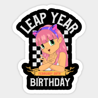 Leap Year February 29th Birthday Leap Year Day Feb 29 Checkered Flag Peace Sticker